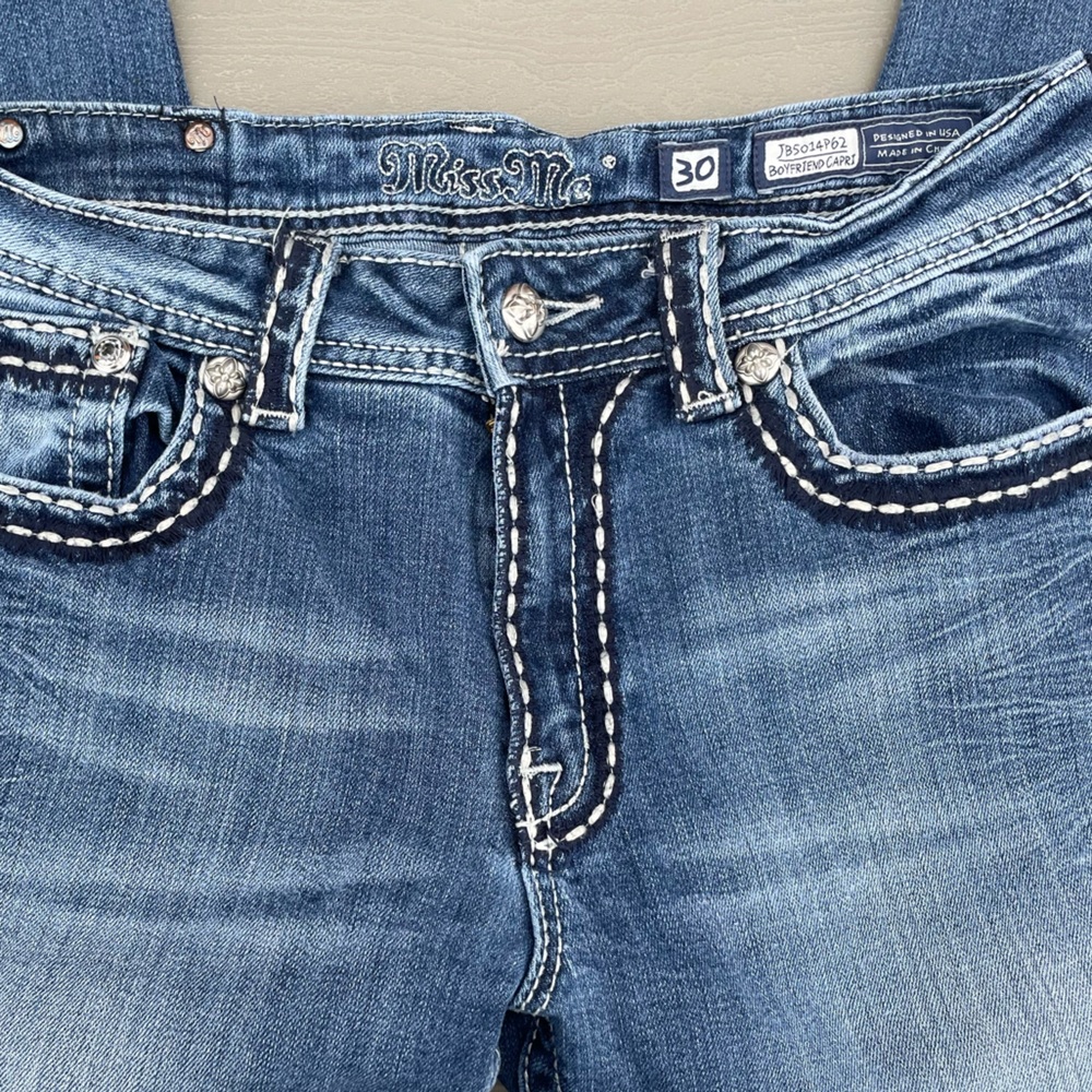 Miss Me Boyfriend Capri Blue Jean Size 30 JB5014P62 - Picture 8 of 12